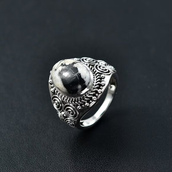 White Buffalo Turquoise Sterling Silver Ring – Size 6 - Picture 7 of 8